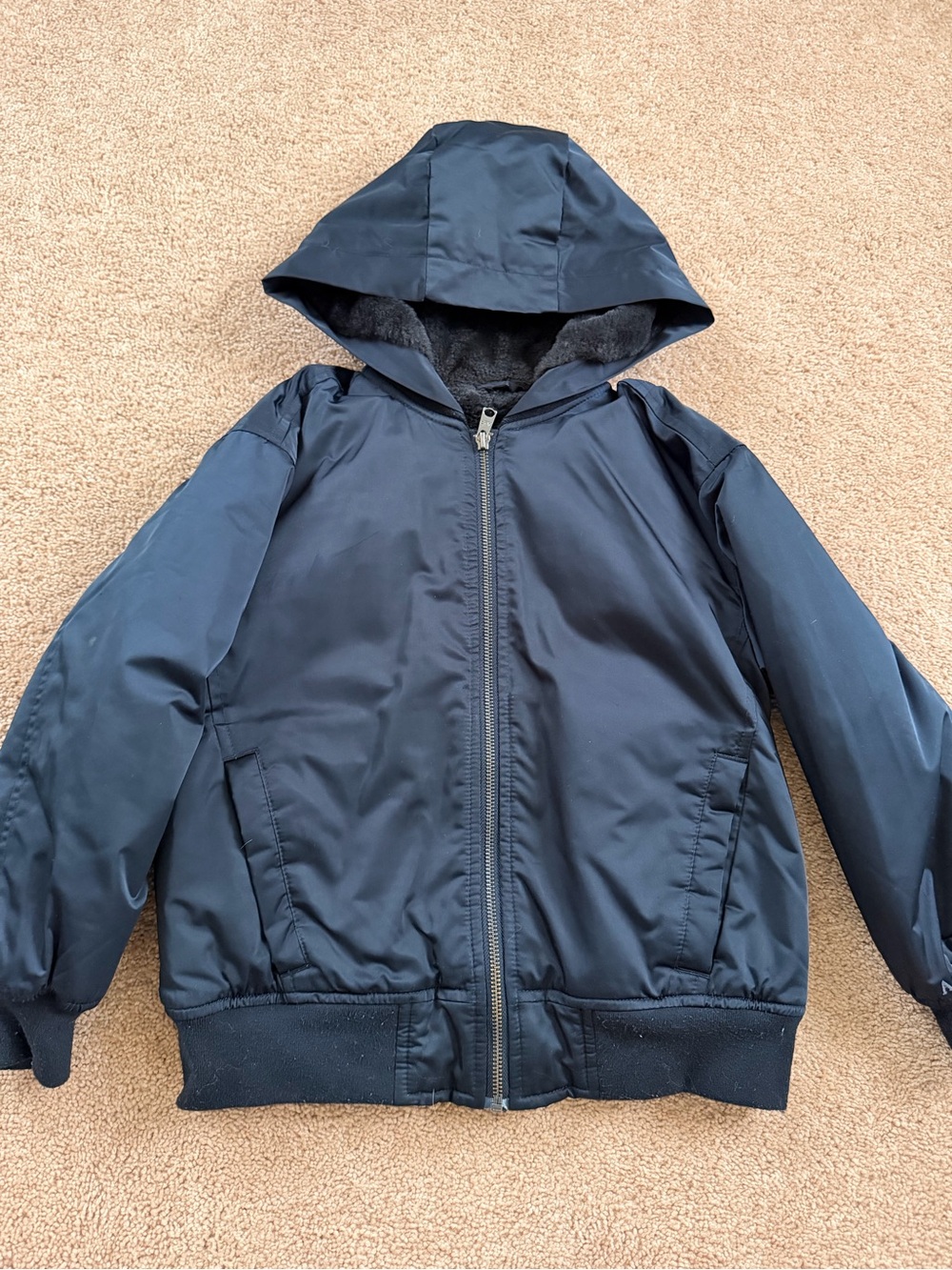Abercrombie Kids Boys Faux Fur Lined Hooded Bomber Jacket 7/8